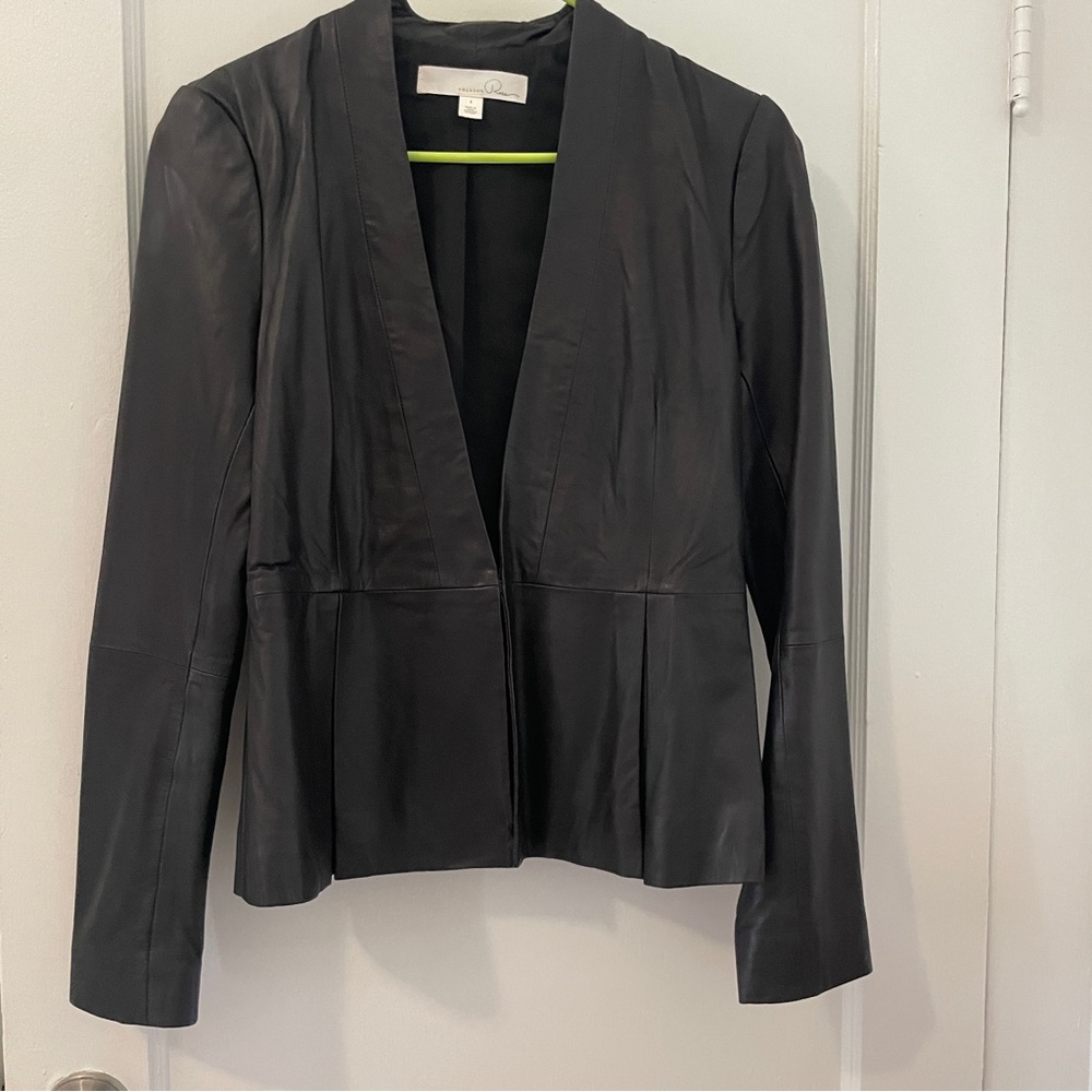 Emerson Rose Black Leather Fitted Women's Jacket, Size S